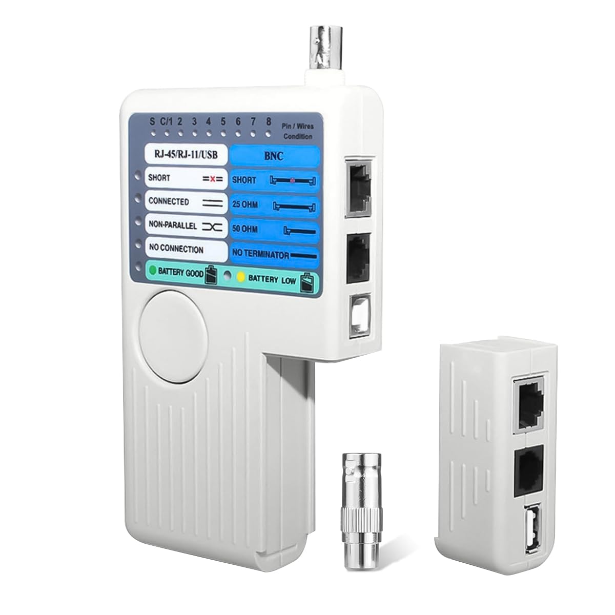 Serplex 4 in 1 Multi Network Cable Tester Tool, Universal Network Cable Tester Device for USB/BNC/Rj11/Rj45 LAN Cable UTP STP Wire Tester (Battery not included) Serplex 4 in 1 Multi Network Cable Tester Tool, Universal Network Cable Tester Device for USB/BNC/Rj11/Rj45 LAN Cable UTP STP Wire Tester (Battery not included)